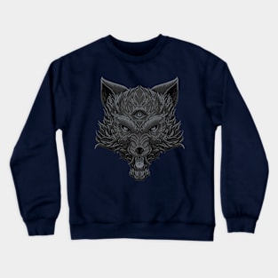 Head of wolf with three eyes Crewneck Sweatshirt